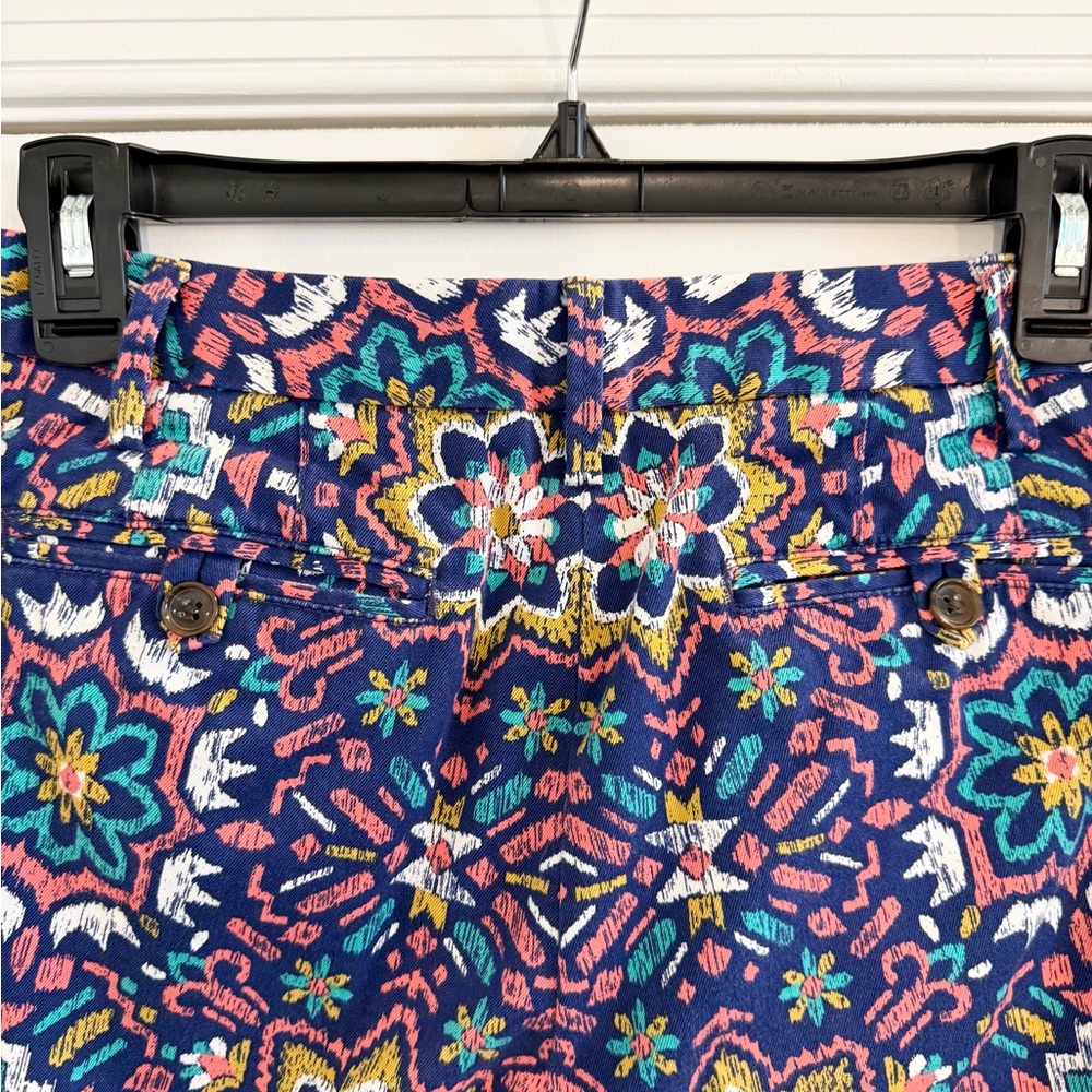 Lands’ End Mosaic Cropped Chino Pants Women’s 6 Mid Rise Coastal Preppy - Picture 7 of 11